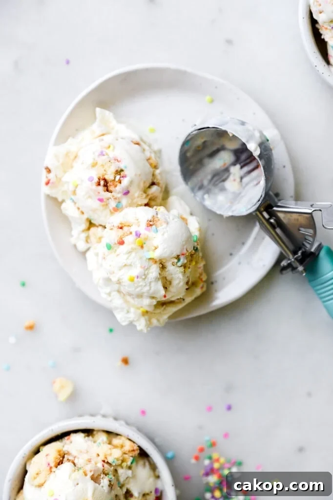 Brown Butter Swirl Birthday Cake Ice Cream Recipe 4 homemade no-churn ice cream