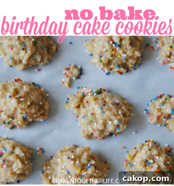 Soft and chewy no-bake birthday cake cookies!