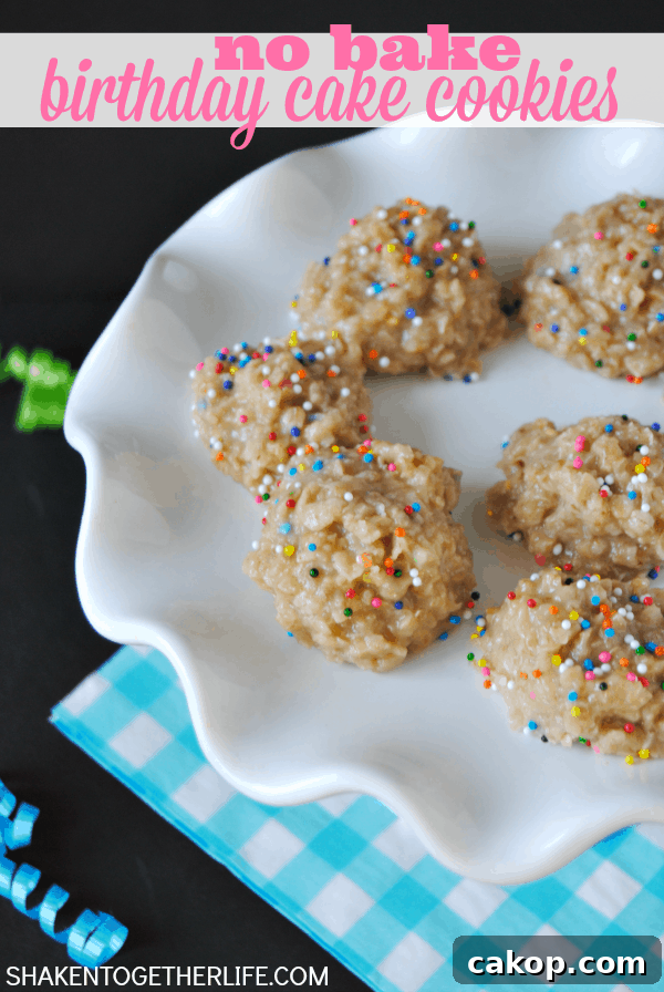 Soft and chewy no-bake birthday cake cookies!