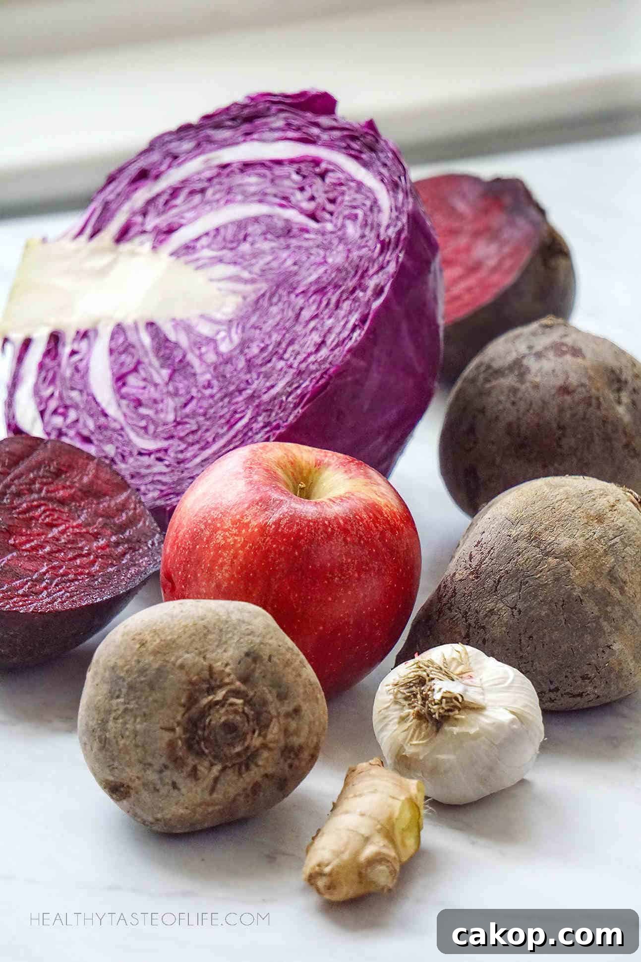 Ingredients you need for making beetroot sauerkraut.
