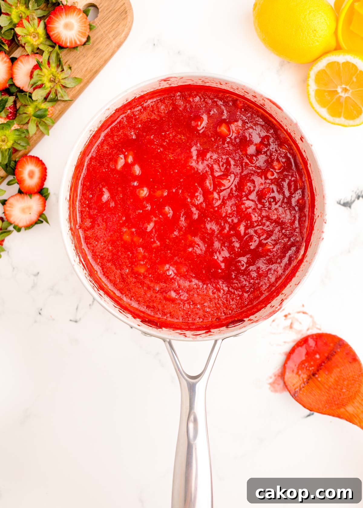Strawberry Puree Recipe: Quick Homemade Strawberry Sauce 4 Strawberry puree in a stainless steel pot.