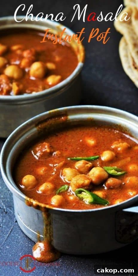Punjabi chana masala made in Instant pot with canned beans served in tiny pots