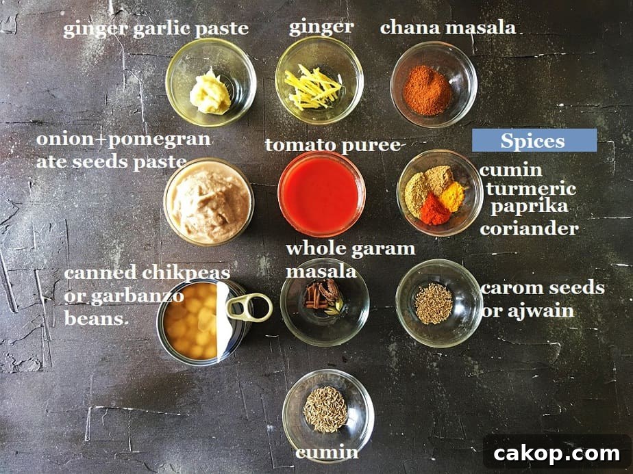 Instant Pot Punjabi Chana Masala ingredients