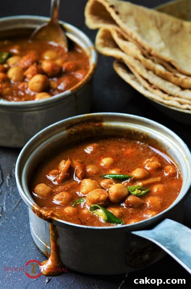 Chana Masala recipe for chapathi made with canned chickpeas in a red curry sauce