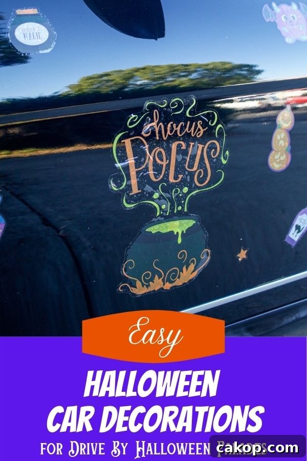 Halloween window clings used as car decorations