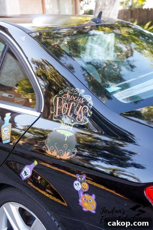 window clings to decorate your car for a Halloween parade