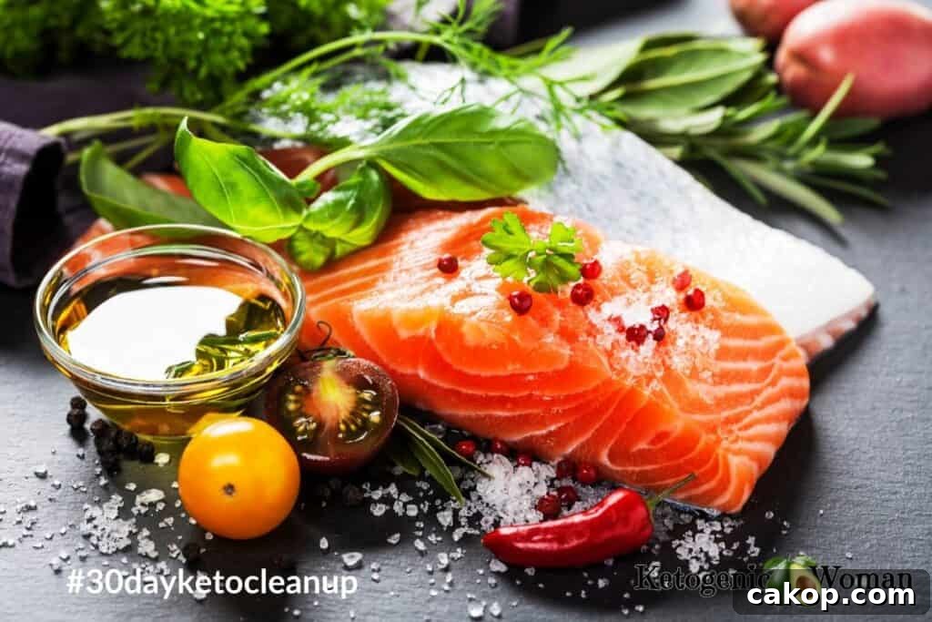 30-Day Keto Reset Challenge: Clean Eating Plan for Beginners 2 healthy salmon with fresh herbs