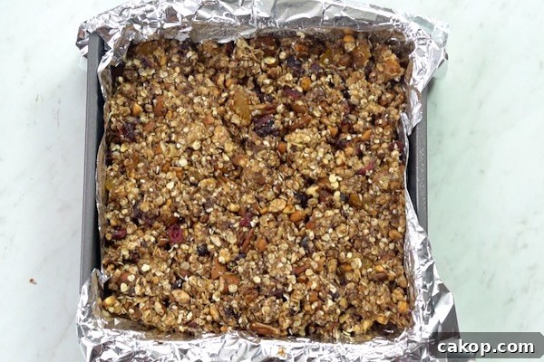 Mixture spread into the lined pan