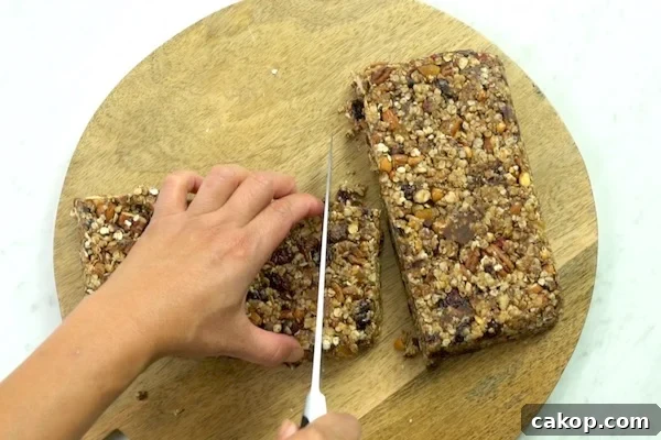 Cutting the chilled mix into bars