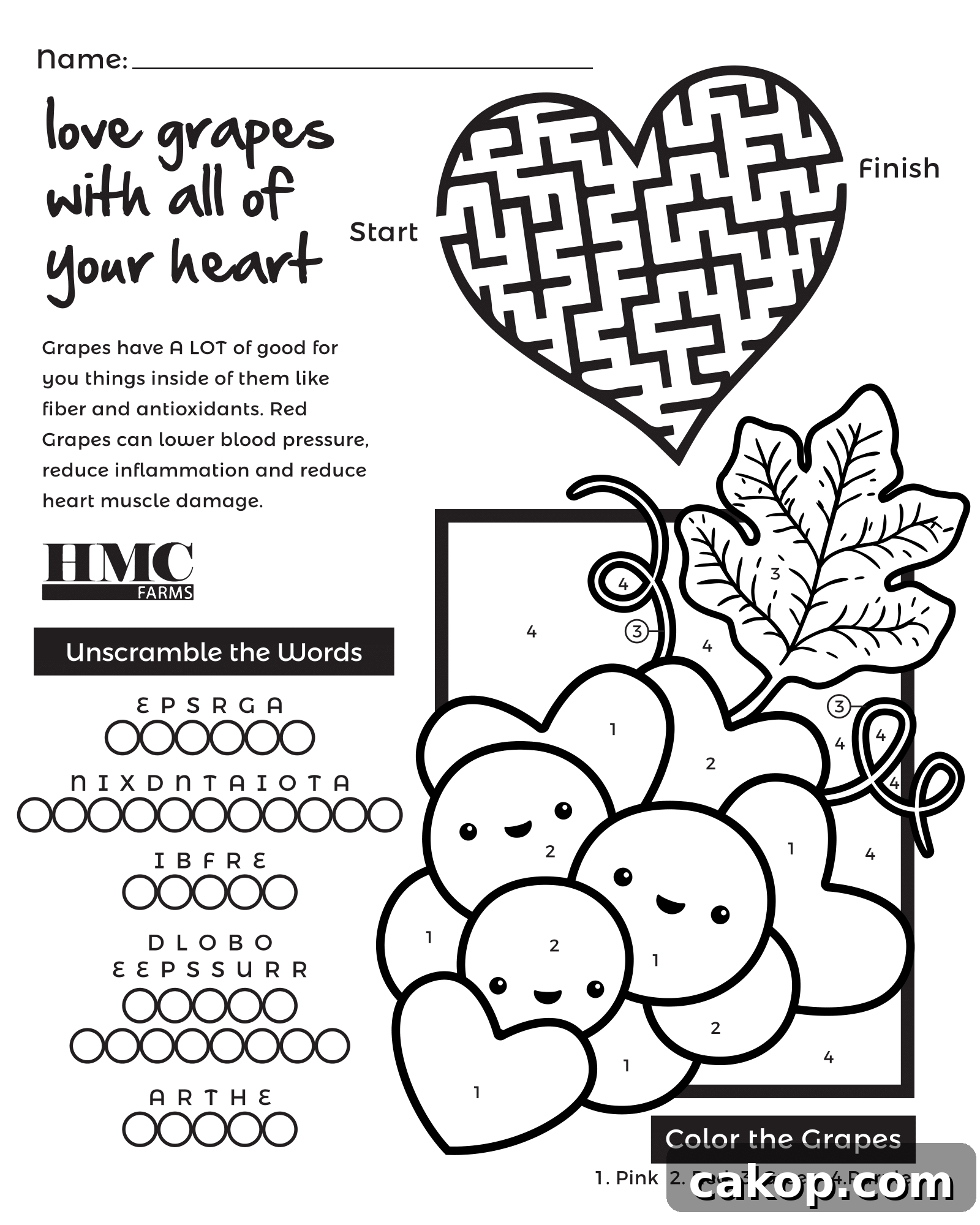 HMC Farms Valentine's Day Activity Sheet