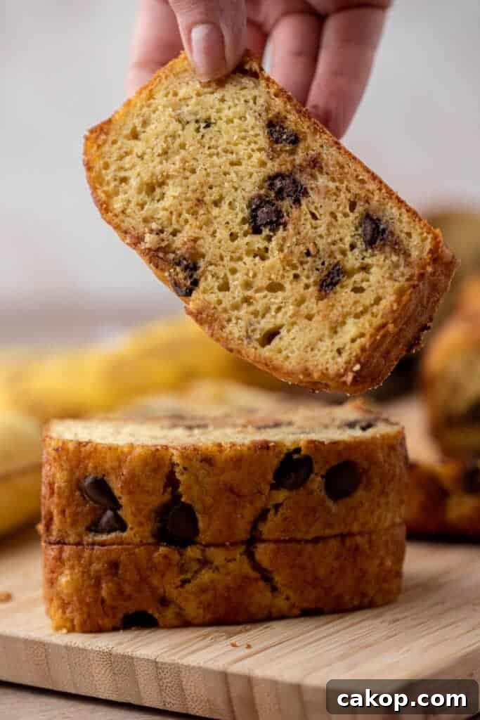 Stack of quick bread with chocolate chips