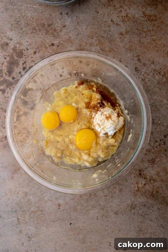 Wet ingredients in a bowl