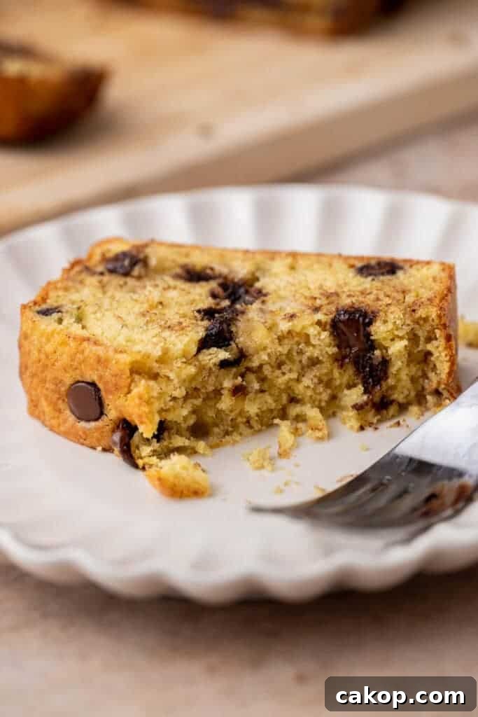 Slice of banana bread on a plate