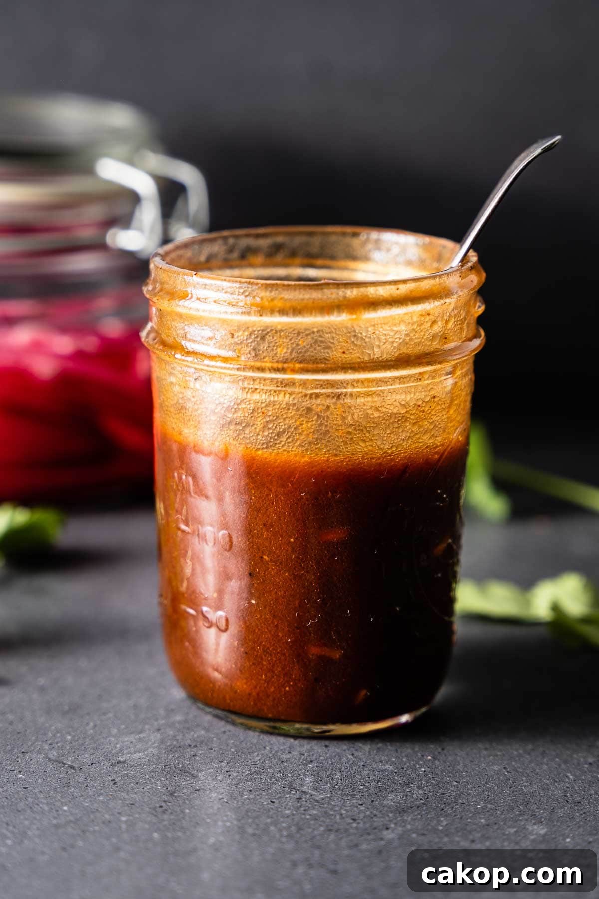 Barbecue Vinaigrette Recipe for Grilled Meats and Salads 3 bbq vinaigrette in mason jar