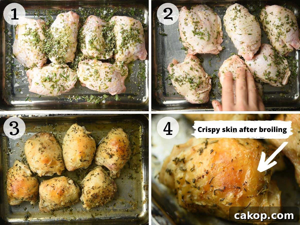 Crispy Italian-Style Baked Chicken Thighs 4 Step by step photos showing how to make crispy Italian baked chicken thighs