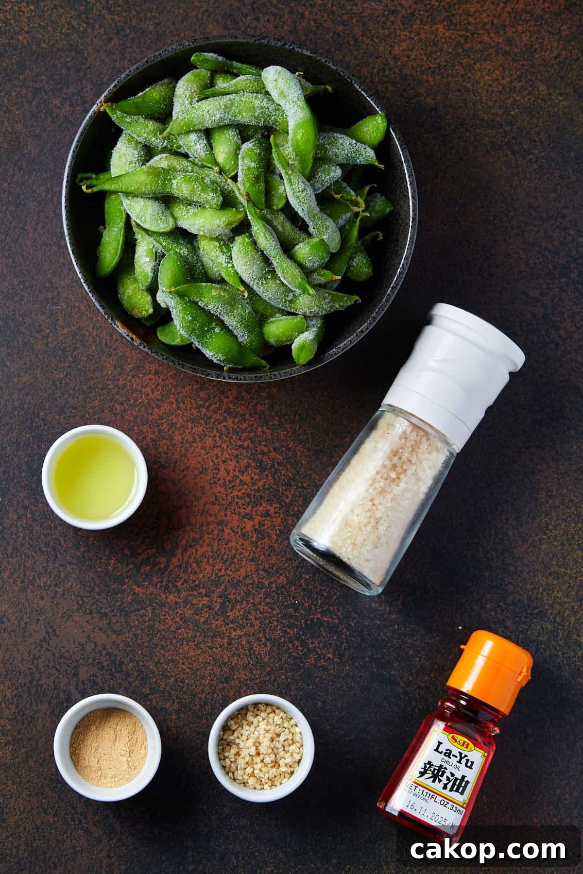 Crispy Air Fryer Frozen Edamame: Quick Snack or Side 3 Photo showing the ingredients for this air fryer frozen edamame bean recipe.