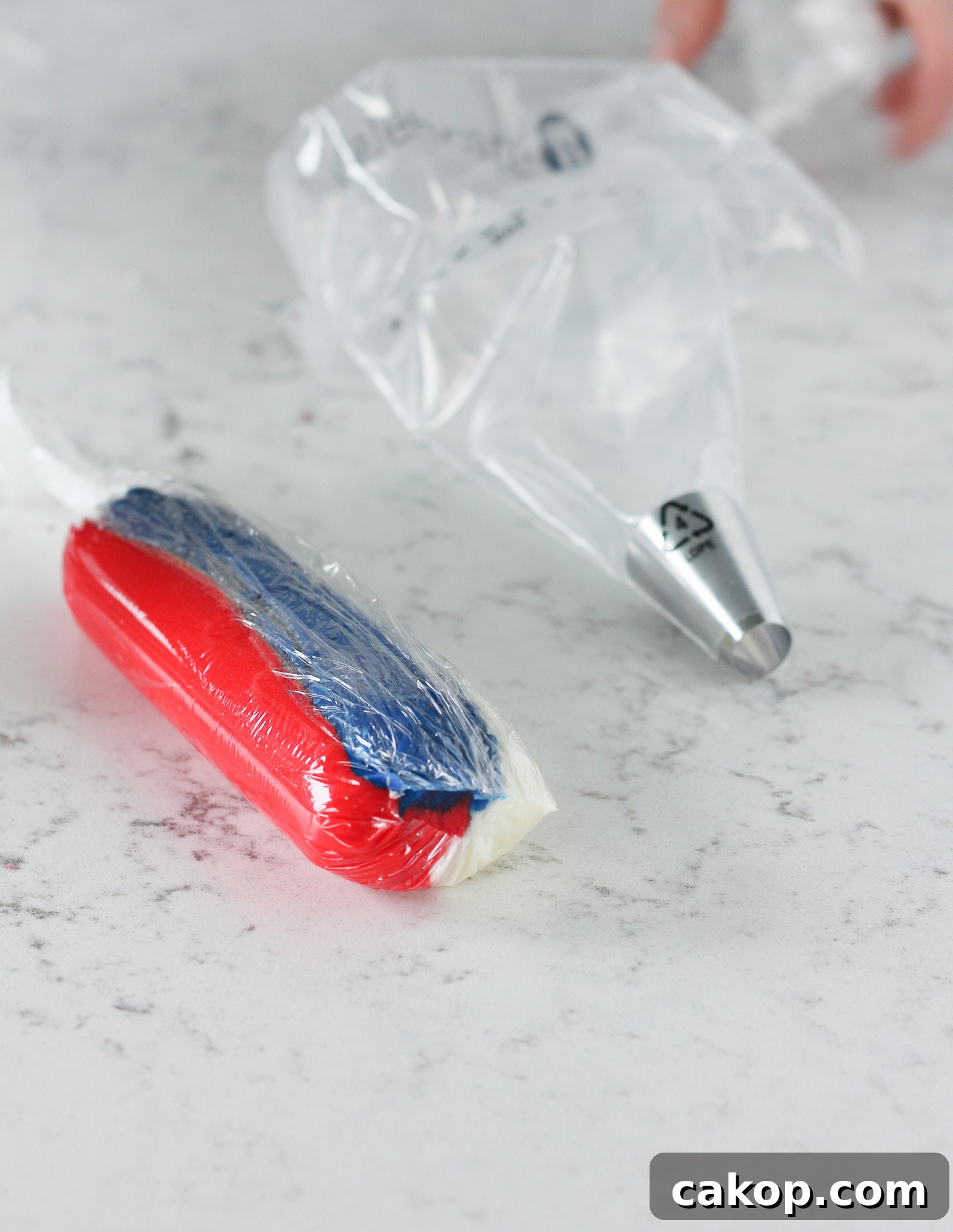Place log in piping bag
