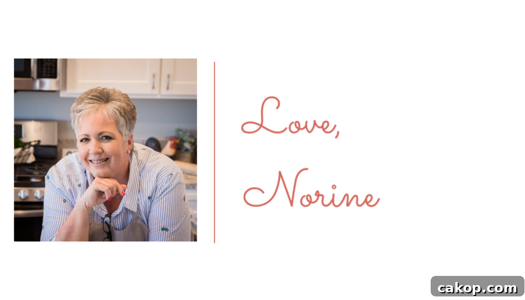 Photo of Norine and her signature.