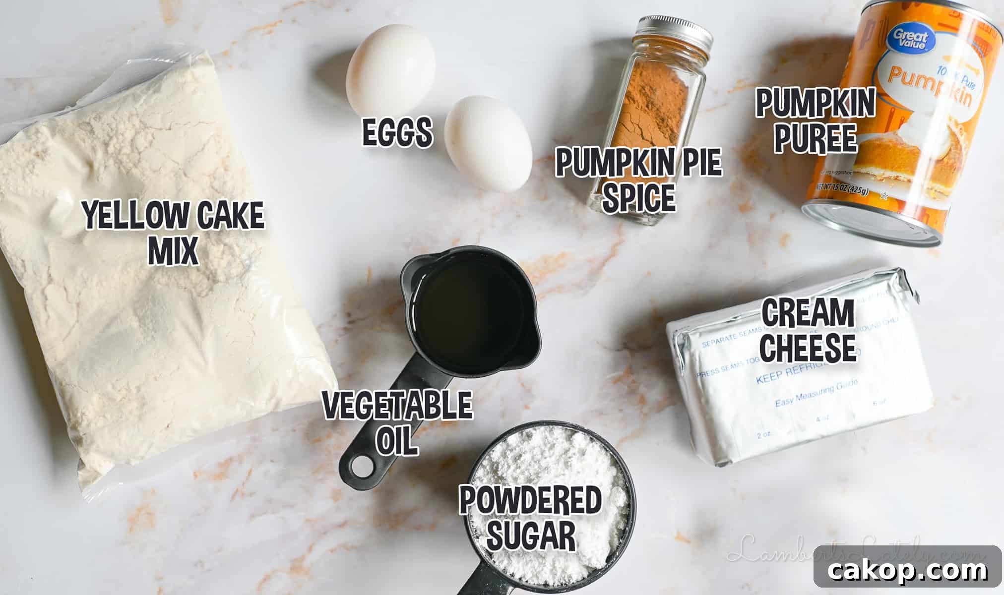 ingredients for pumpkin bars.