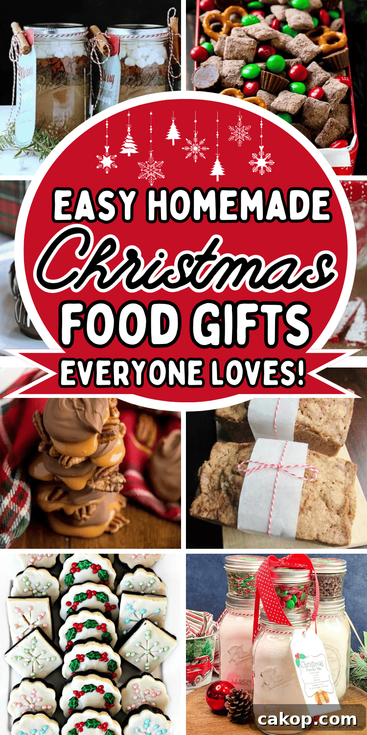 Easy Christmas food gift ideas! Fun homemade holiday food gifts including Christmas snacks, treats, and simple mason jar gifts recipes for family, friends, coworkers and neighbors. Christmas baking gift ideas homemade, holiday gift recipes, christmas food gift packaging ideas, holiday snacks christmas, christmas food presents diy gifts, christmas treat ideas for gifts, xmas food gifts, edible gift ideas, christmas goodies for gifts, christmas baked goods gifts packaging, diy christmas gifts food