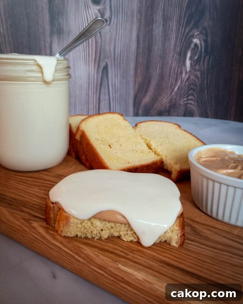 Authentic Amish Cup Cheese Spread Recipe 6 bread on board with peanut butter and Amish cheese spread