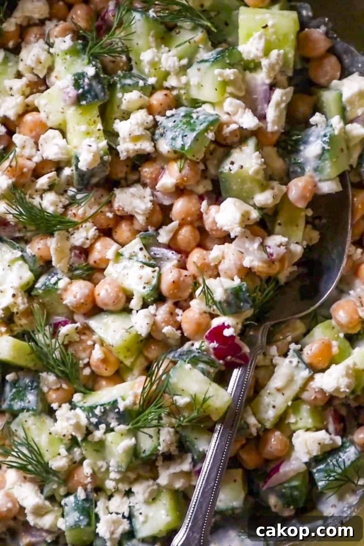 Chickpea, Cucumber & Feta Salad with Lemon Herb Dressing 2 Chickpea Cucumber Feta Salad with Dill Yogurt Dressing