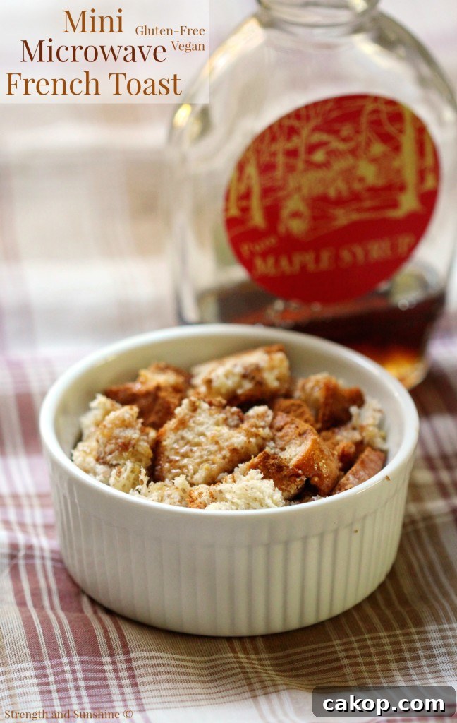 Delicious Breakfast Recipes to Energize Your Morning 6 Mini-Microwave French Toast in a ramekin, maple syrup in the background