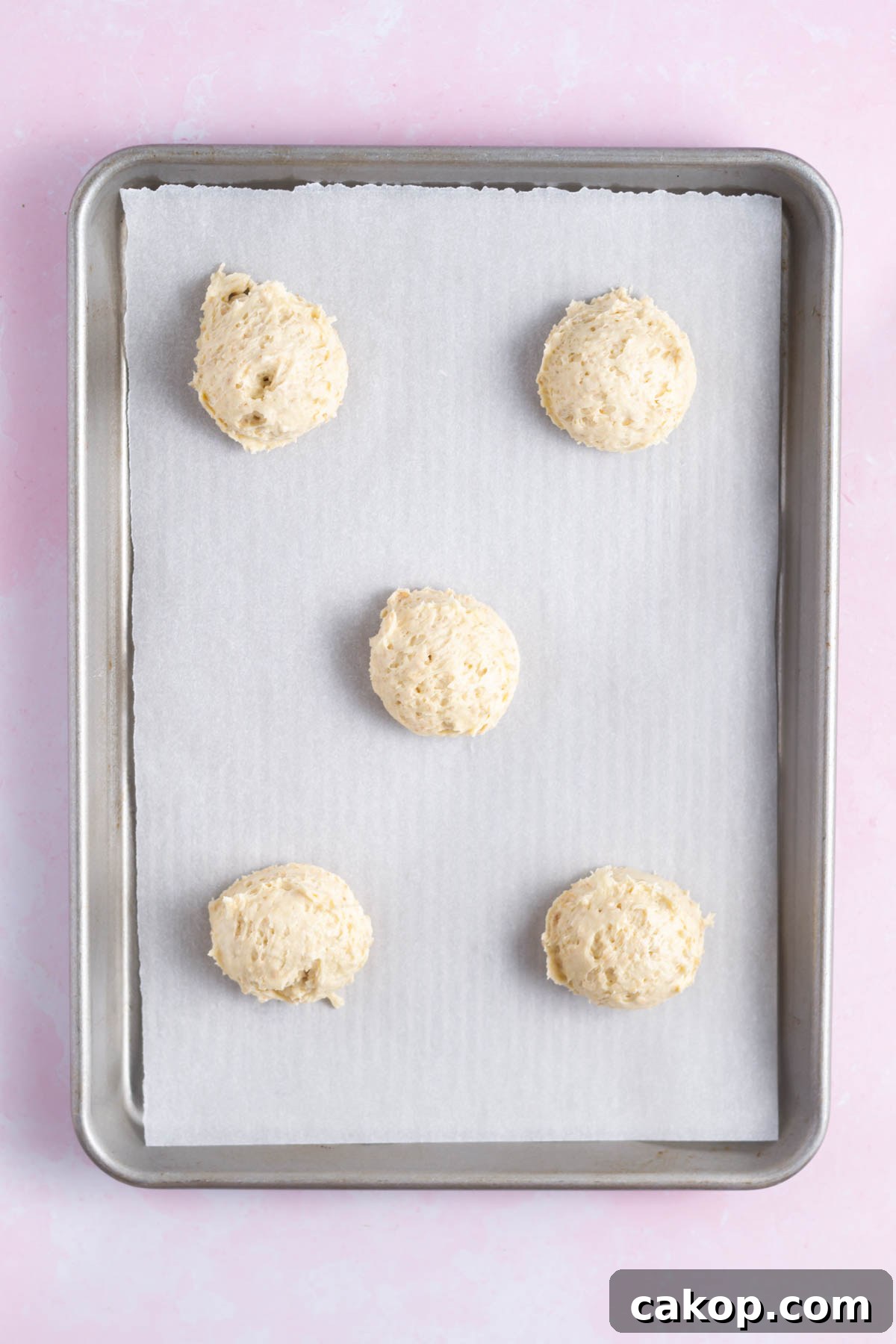 cookie dough on a baking sheet