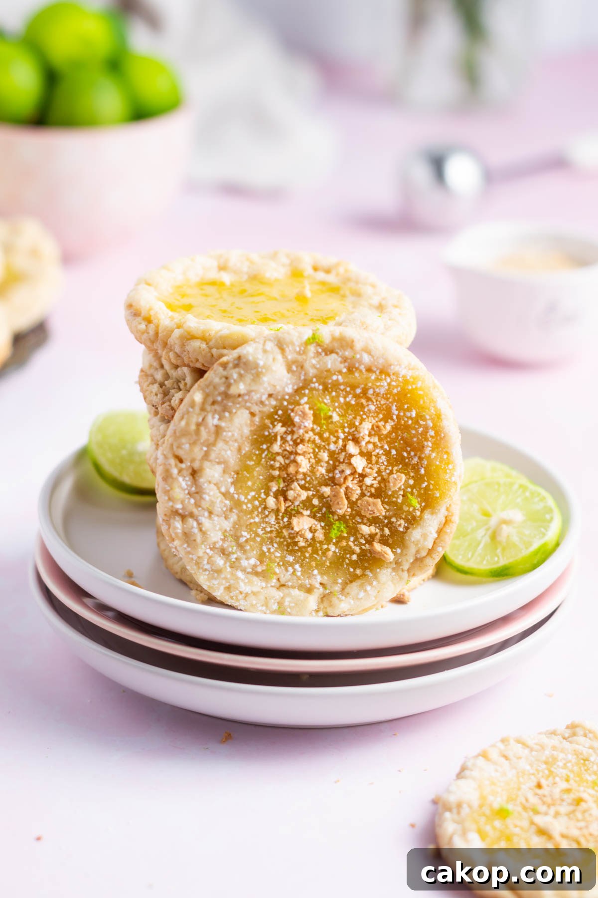 cookies on a plate with lime slices