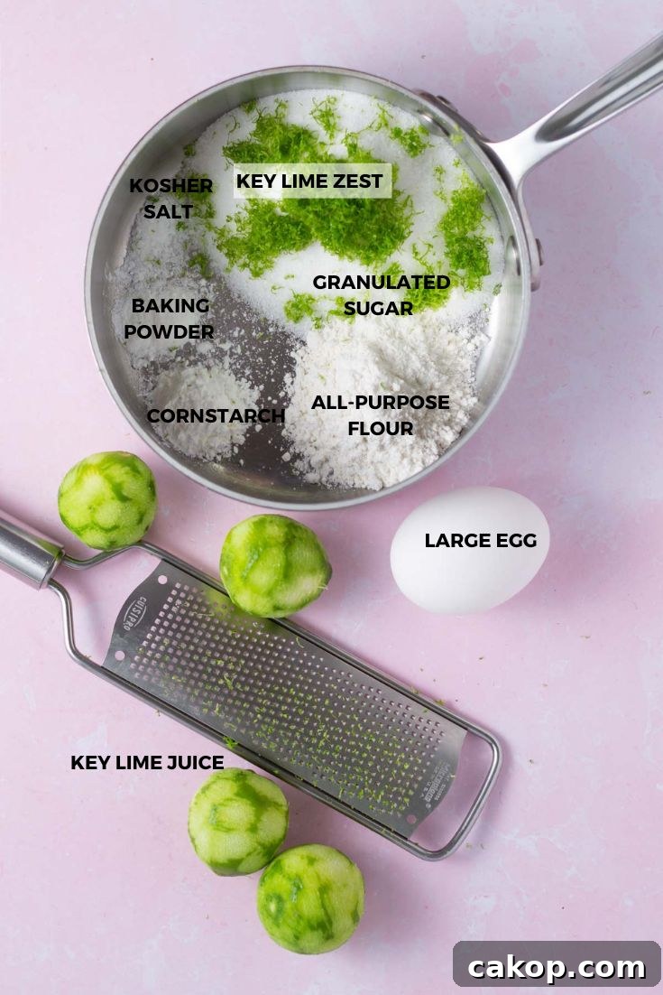 ingredients for the key lime filled cookies